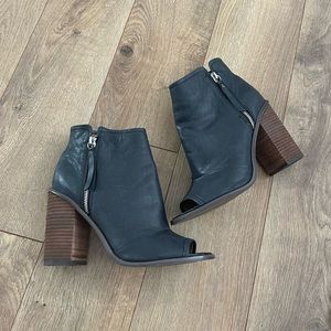KDB Leather Stack Heels Peep Toe